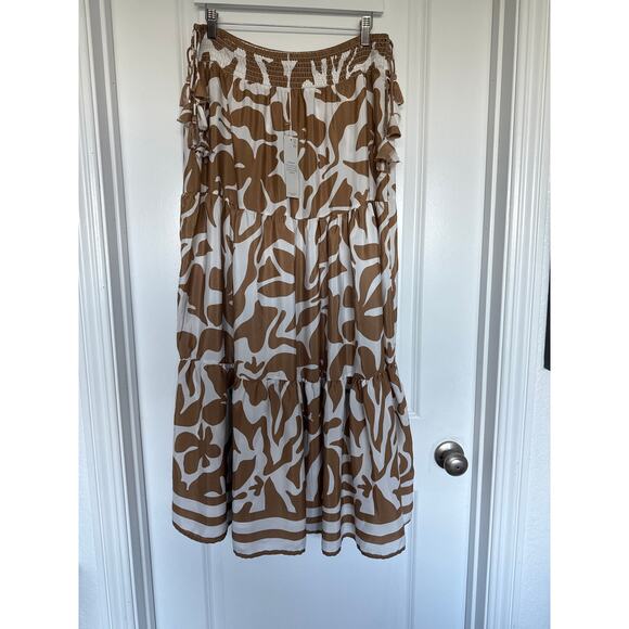 NWT Calypso St. Barth Tropical Print Tiered Maxi Skirt, L - Picture 1 of 6